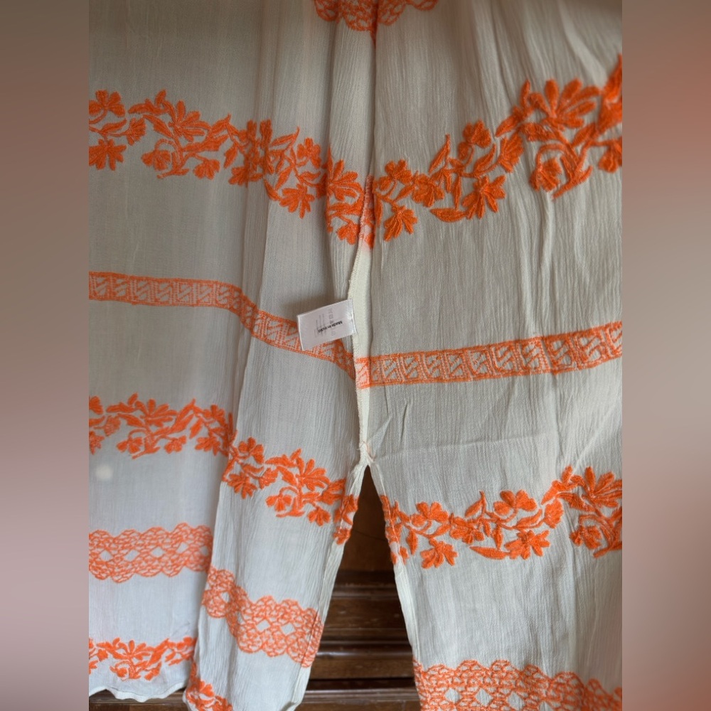 Hale Bob Bamboo Resort Kimono Robe Cover-Up Orange Cream Small NWT - Picture 8 of 10